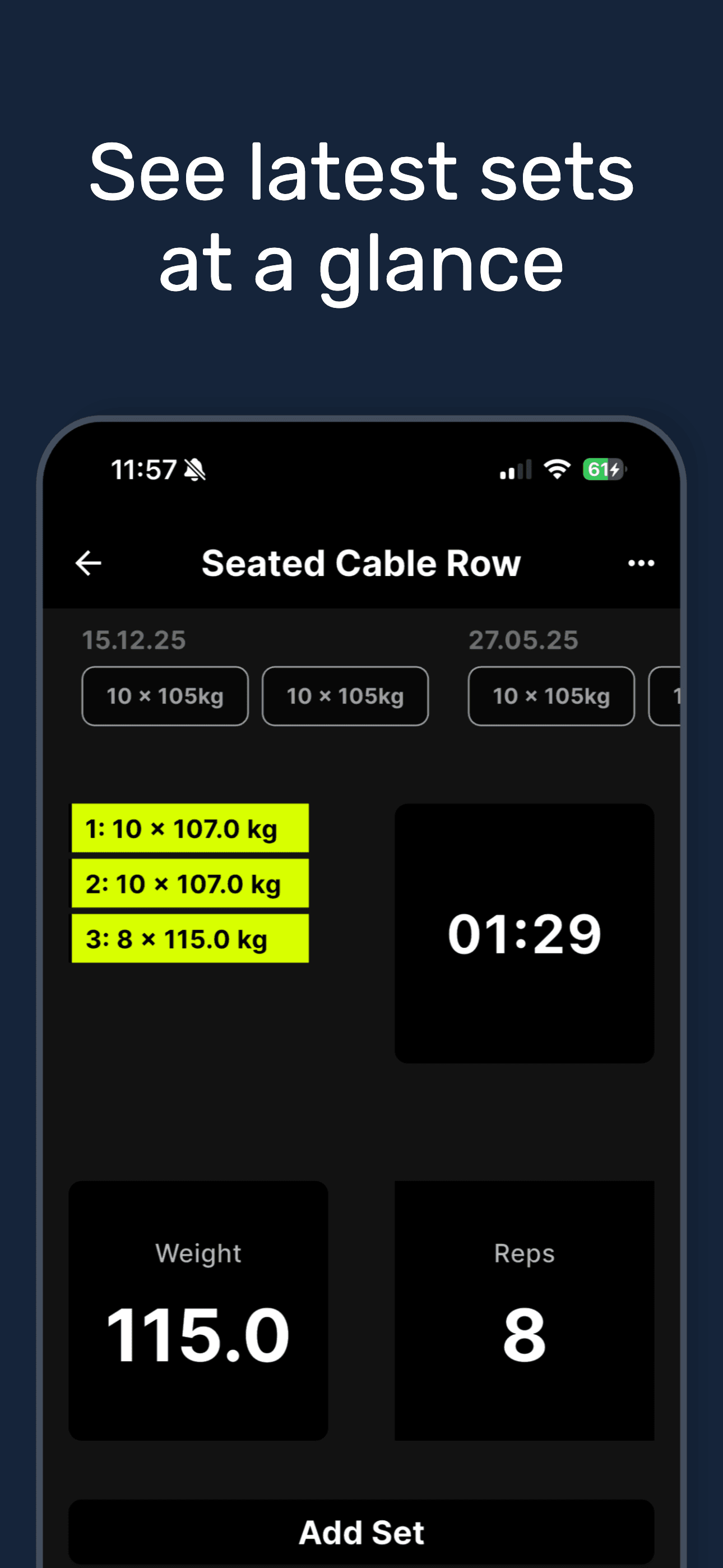 View latest sets screen